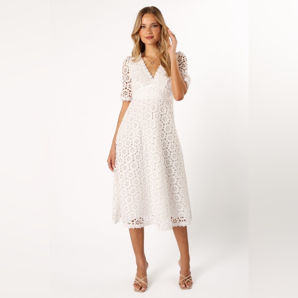 PETAL & PUP CAMELLIA MIDI DRESS - WHITE XS B2285 - Picture 4 of 9